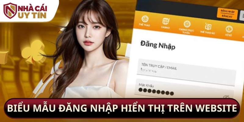 Biểu mẫu đăng nhập hiển thị trên website